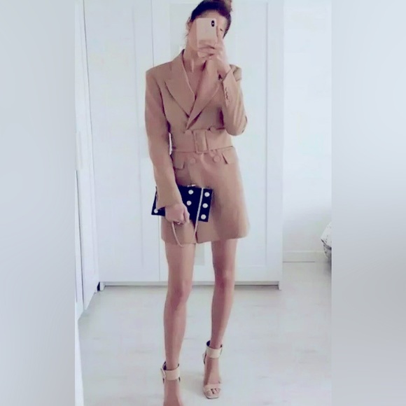 NWT Blogger’s Favorite Luxury Minimalist Zara Double Breasted Camel Coat/Dress - Picture 4 of 17